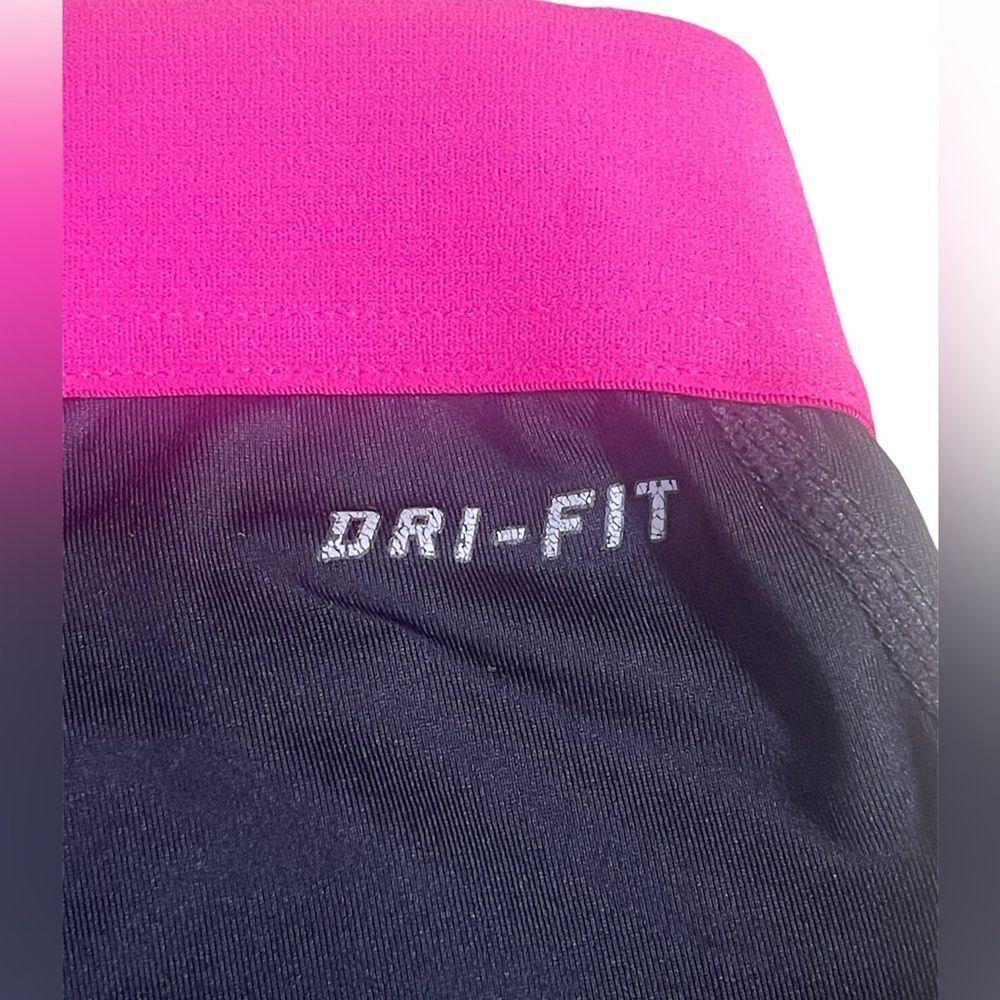 Nike Pro 365 dri-fit Cropped leggings with pink elastic waist size Large - Picture 5 of 7